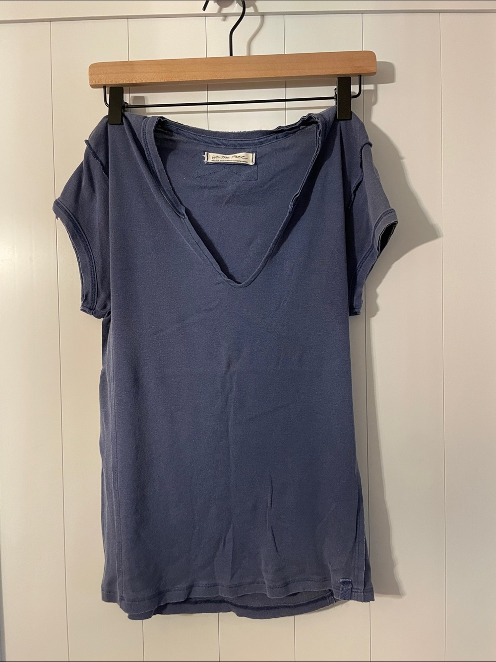 Washed Indigo V-Neck Short Sleeve Tee